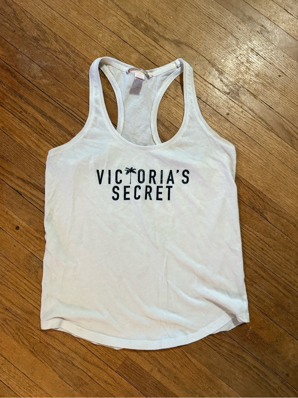 Victoria's Secret White Racerback Tank Top - Logo Front Size XS